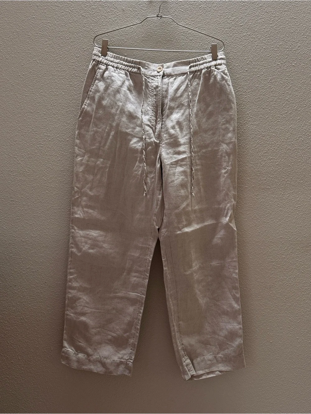 COS Relaxed Straight-Leg Linen Pants — Cream